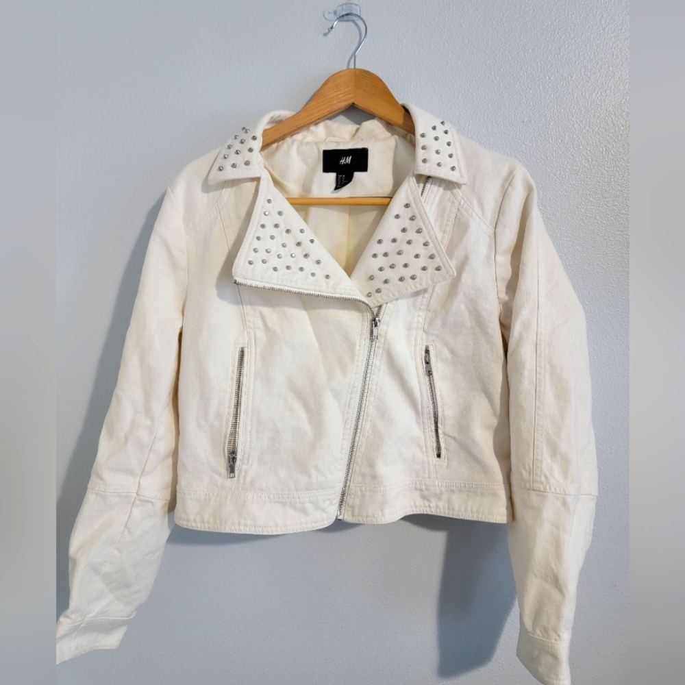 H&M White Moto Jacket